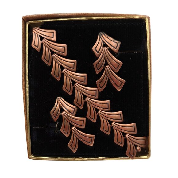Jewelry - Copper V Link Cheron Bracelet and Screw Earrings  In Original Box